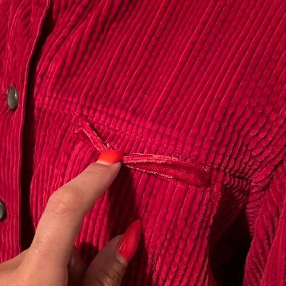 J. Jill Women’s Red Velvet Long Sleeve Button Up Corduroy Jacket - Picture 5 of 9